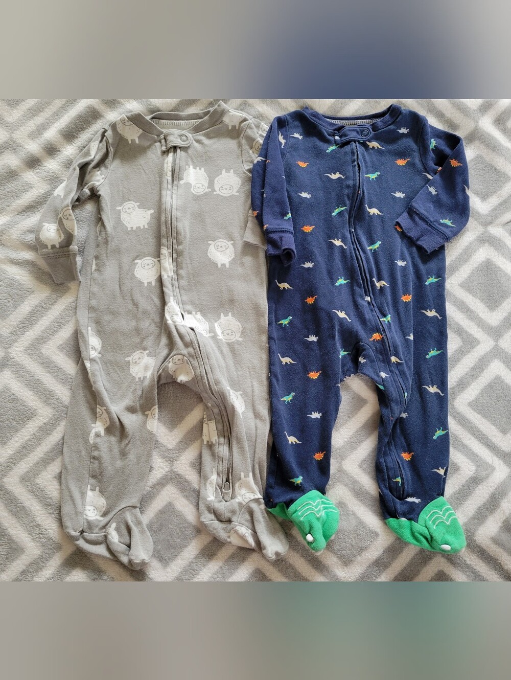 Baby Boys size 9 months sleepers - Dinosaur & Sheep Footed Pajamas Sleepers